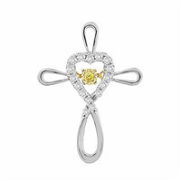 Thumbnail for LADIES CROSS PENDANT PENDANT 1/6 CT WHITE/YELLOW ROUND DIAMOND 10K TT WHITE & YELLOW GOLD