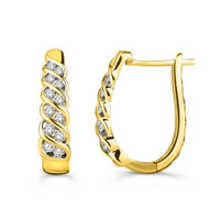 Thumbnail for LADIES HOOP EARRINGS 1/2 CT ROUND DIAMOND 10K YELLOW GOLD