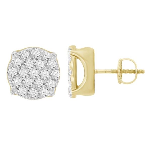 MEN'S EARRINGS 1/2 CT ROUND DIAMOND 10K YELLOW GOLD