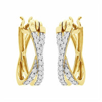Thumbnail for LADIES HOOP 1/4 CT ROUND DIAMOND 10K YELLOW GOLD