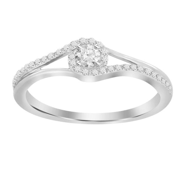 LADIES RING 1/4 CT ROUND DIAMOND 10K WHITE GOLD
