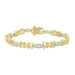 LADIES BRACELET 1 CT ROUND DIAMOND SILVER WITH 10K YELLOW PLATED