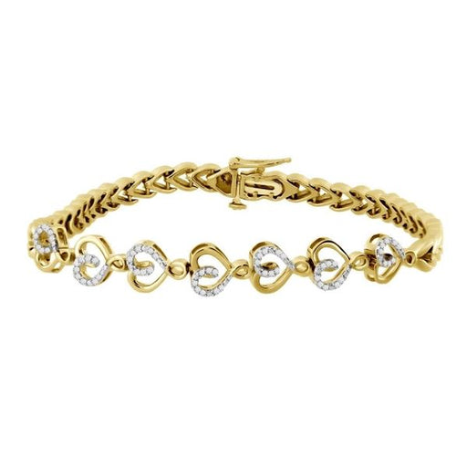 LADIES BRACELET 1/5 CT ROUND DIAMOND SILVER YELLOW PLATED