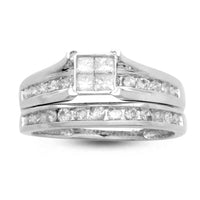 Thumbnail for LADIES BRIDAL RING SET 1 CT ROUND/PRINCESS DIAMOND 14K WHITE GOLD