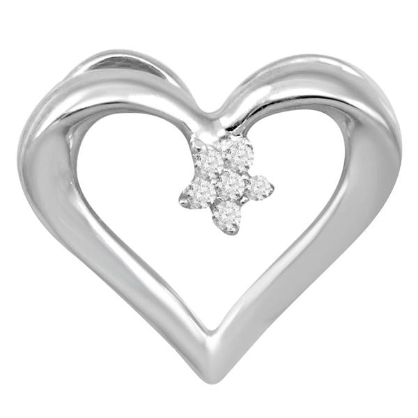 LADIES HEART PENDANT WITH CHAIN 0.03 CT ROUND DIAMOND SILVER