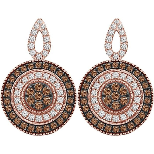 LADIED EARRING 7/8 CT ROUND/CAPPUCCINO DIAMOND 10K ROSE GOLD