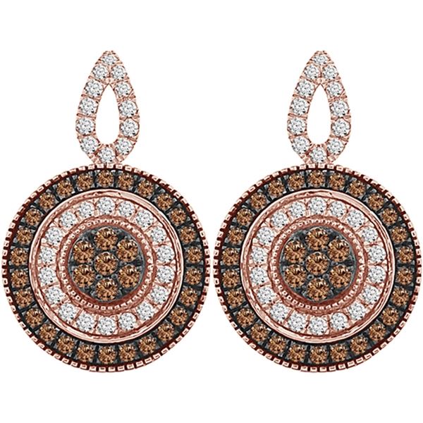 LADIED EARRING 7/8 CT ROUND/CAPPUCCINO DIAMOND 10K ROSE GOLD