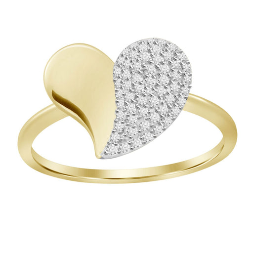 LADIES HEART RING 1/5 CT ROUND DIAMOND 14K YELLOW GOLD 