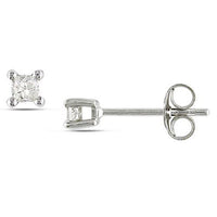 Thumbnail for LADIES STUDS 1/4 CT PRINCESS DIAMOND 14K WHITE GOLD