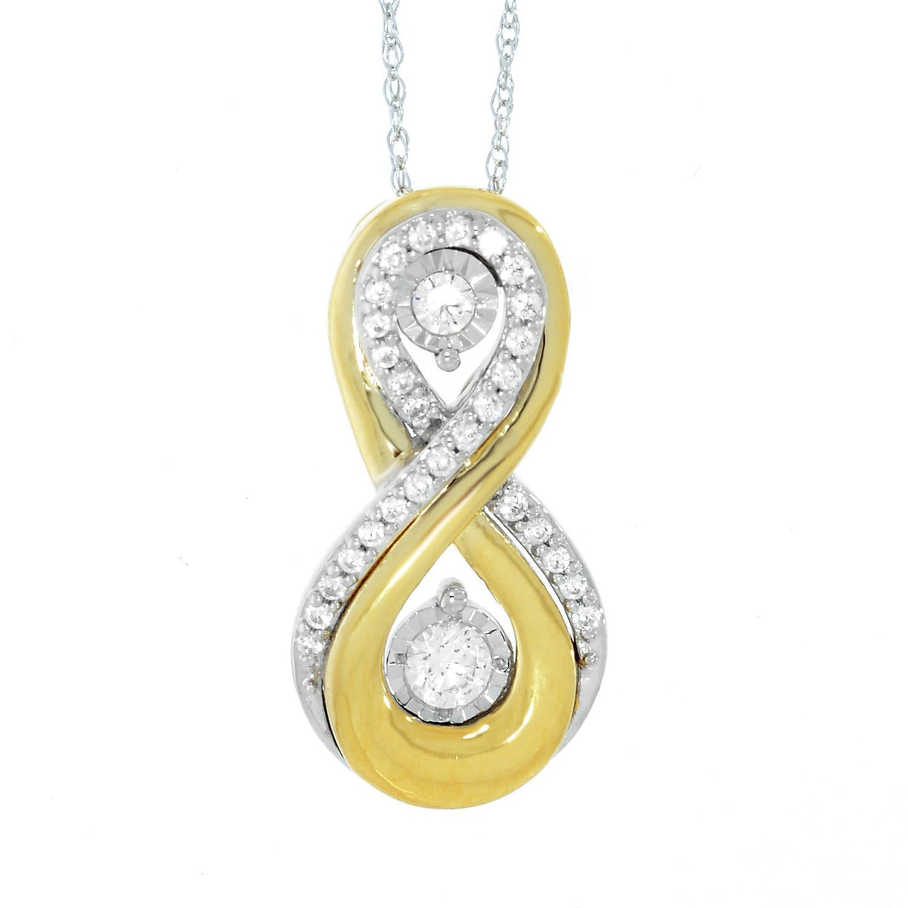 LADIES PENDANT 1/4 CT ROUND DIAMOND 10K TT WHITE & YELLOW GOLD