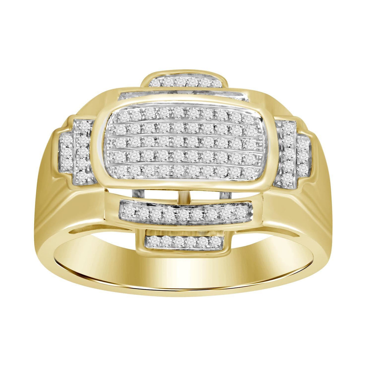 MEN'S RING 1/4 CT ROUND DIAMOND 10K YELLOW GOLD