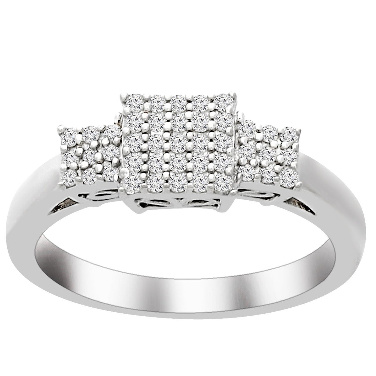LADIES RING 1/3 CT ROUND DIAMOND SILVER