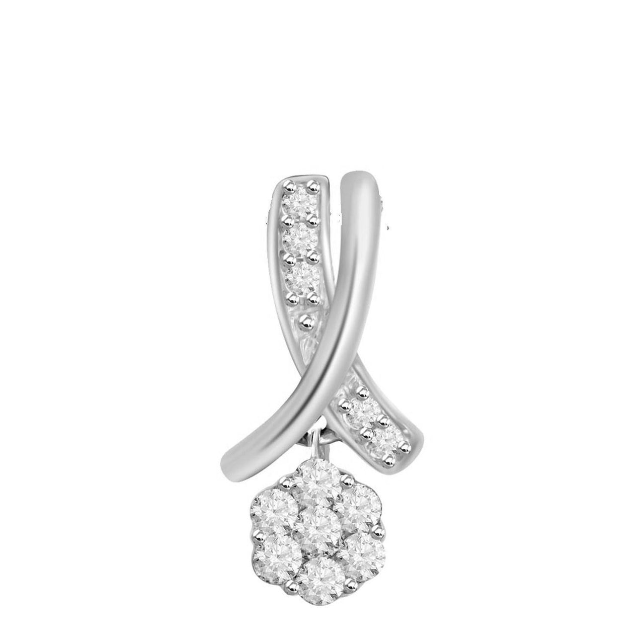 LADIES PENDANT 1/3 CT ROUND DIAMOND 10K WHITE GOLD