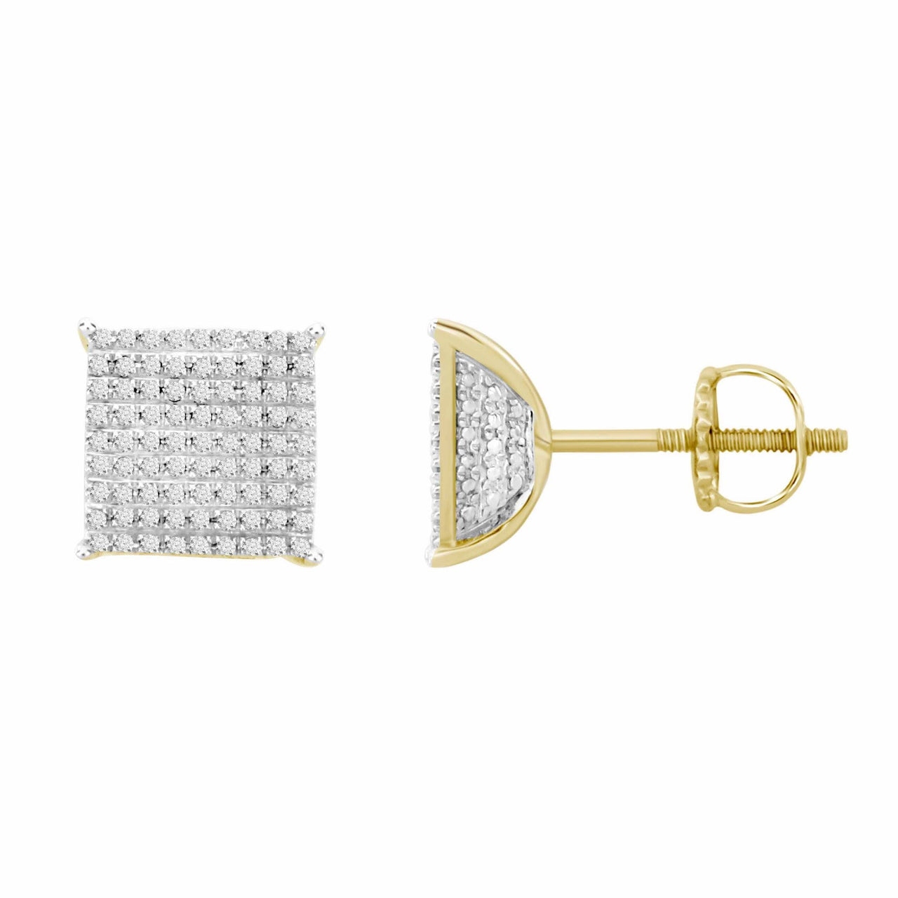 MEN'S EARRINGS 1/3 CT ROUND DIAMOND 10K YELLOW GOLD