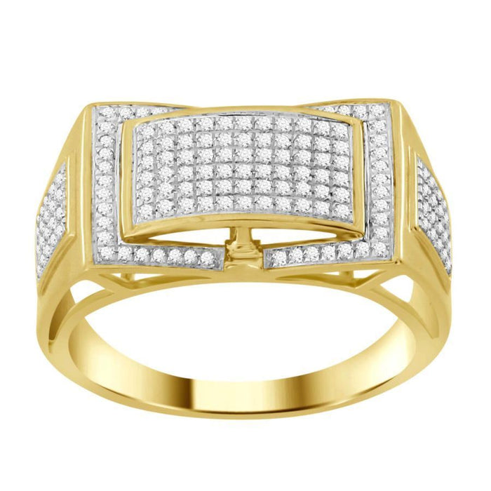 MEN'S RING 1/2 CT ROUND DIAMOND 10K YELLOW GOLD