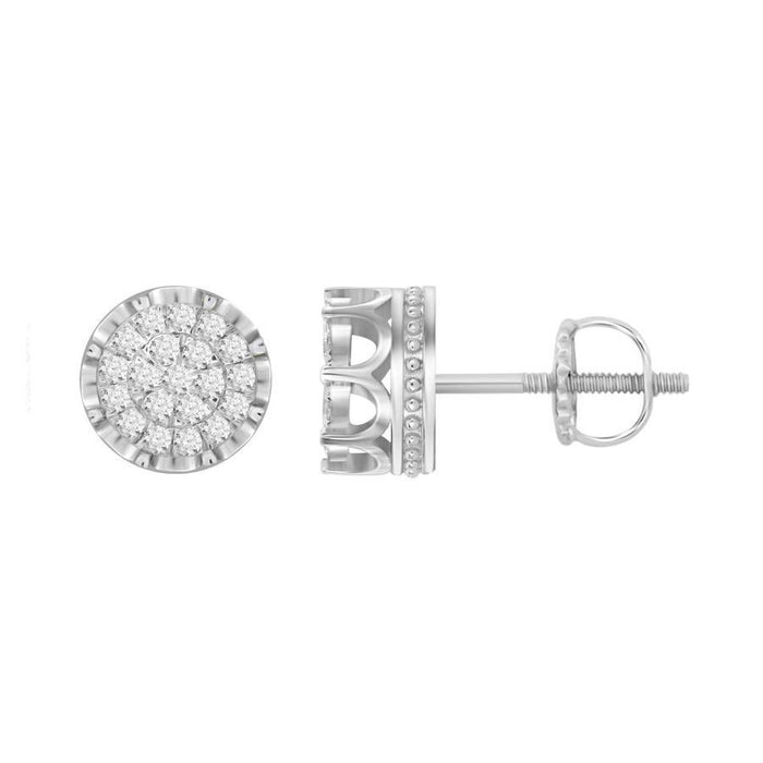 MEN'S EARRINGS 1/2 CT ROUND DIAMOND 10K WHITE GOLD