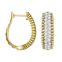 Thumbnail for LADIES HOOPS 1 CT ROUND DIAMOND 10K YELLOW GOLD