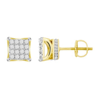 Thumbnail for MEN'S EARRINGS 1 CT ROUND DIAMOND 10K YELLOW GOLD