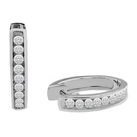 Thumbnail for LADIES HOOPS 1 CT ROUND DIAMOND SILVER