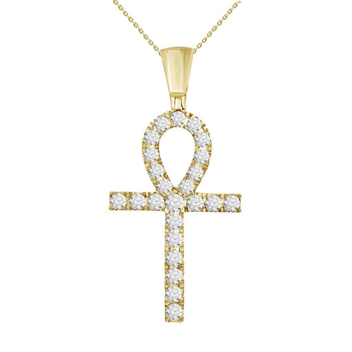 MEN'S CROSS 1 1/2 CT ROUND DIAMOND 10K YELLOW GOLD