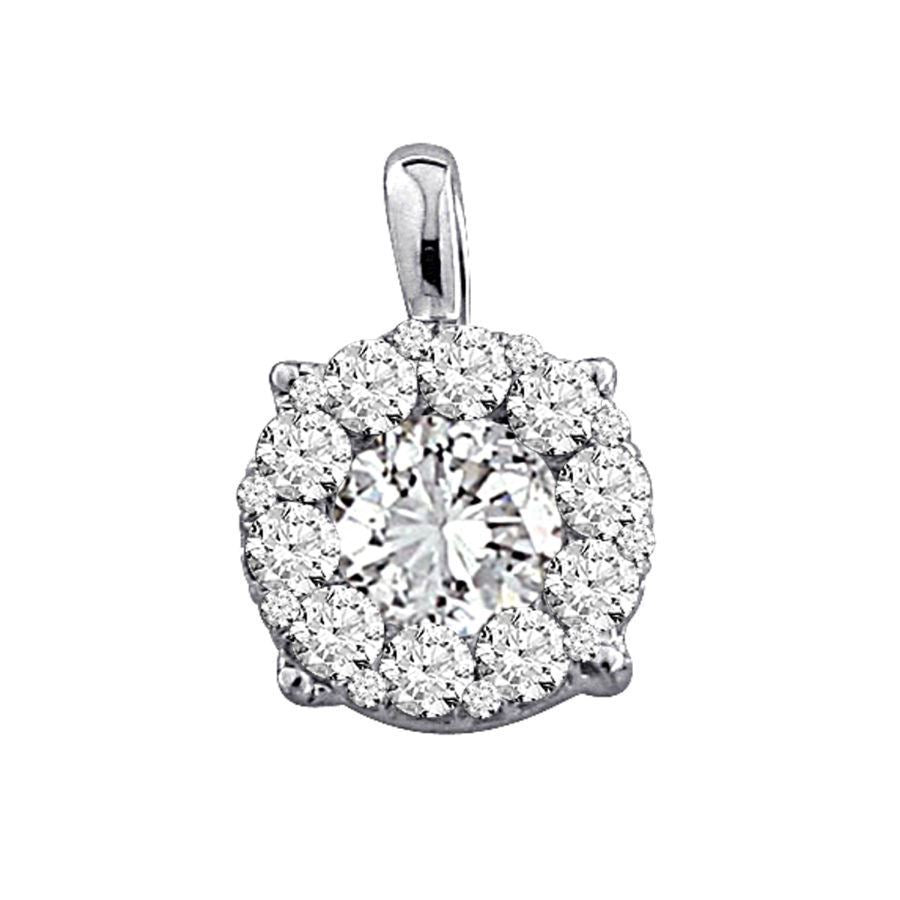 LADIES PENDANT 1/2 CT ROUND DIAMOND 14K WHITE GOLD