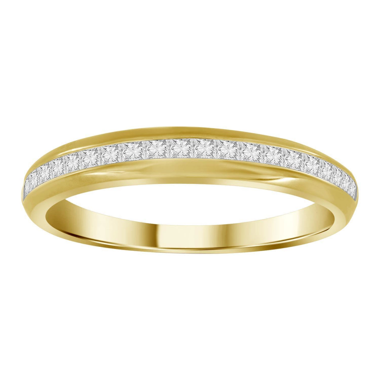 MEN'S BAND 1/2 CT PRINCESS DIAMOND 14K YELLOW GOLD