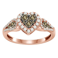 Thumbnail for LADIES RING 3/4 CT WHITE/CHOCOLATE ROUND DIAMOND 10K ROSE GOLD