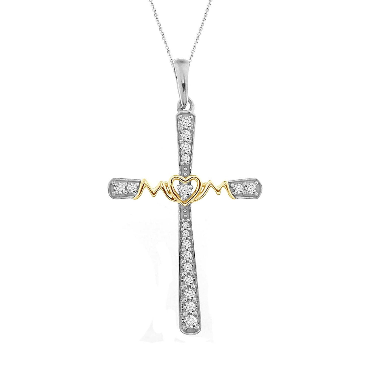 LADIES PENDANT 1/6 CT ROUND DIAMOND 10K TT WHITE & YELLOW GOLD