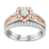 Thumbnail for LADIES BRIDAL RING SET 3/4 CT ROUND DIAMOND 14K TT WHITE/ROSE GOLD