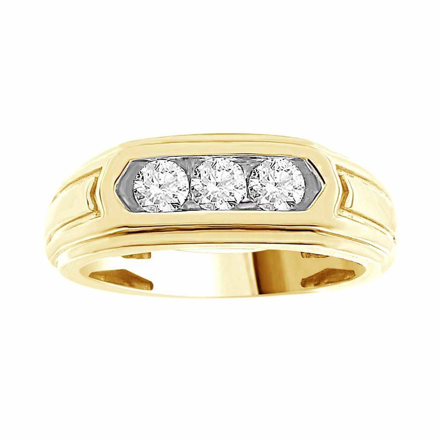 MEN'S RING 1/2 CT ROUND DIAMOND 10K YELLOW GOLD