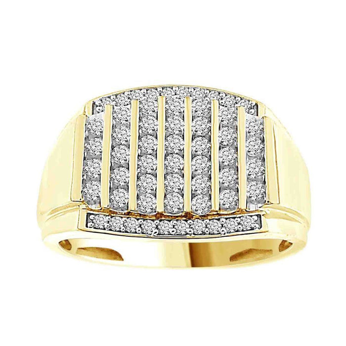 MEN'S RING 1/2 CT ROUND DIAMOND 10K YELLOW GOLD