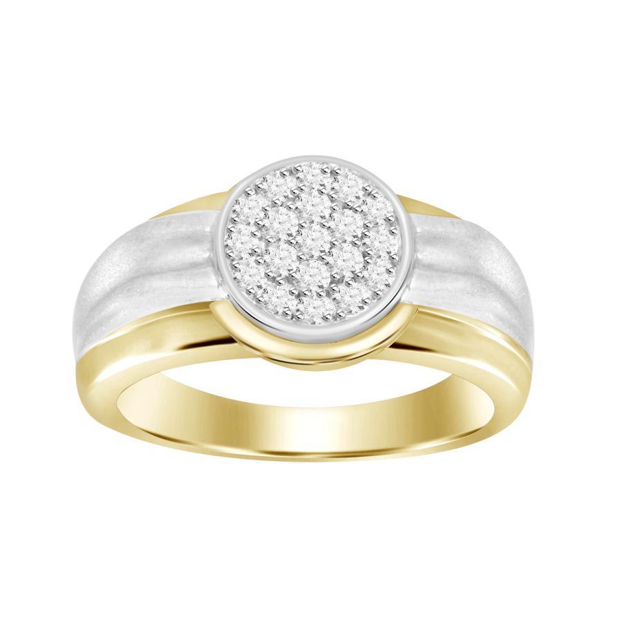 MEN'S RING 1/3 CT ROUND DIAMOND 10K TT YELLOW & WHITE GOLD