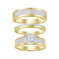 Thumbnail for LADIES TRIO SET 1/2 CT ROUND DIAMOND 10K YELLOW GOLD