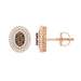 LADIES EARRINGS 5/8 CT WHITE/CHOCOLATE ROUND & BAGUETTE DIAMOND 10K ROSE GOLD