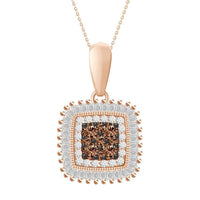 Thumbnail for LADIES PENDANT 1/3 CT WHITE/CHOCOLATE ROUND/BAGUETTE DIAMOND 10K ROSE GOLD