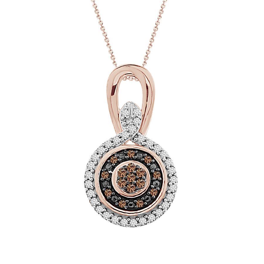 LADIES PENDANT 1/5 CT ROUND DIAMOND 10K ROSE GOLD
