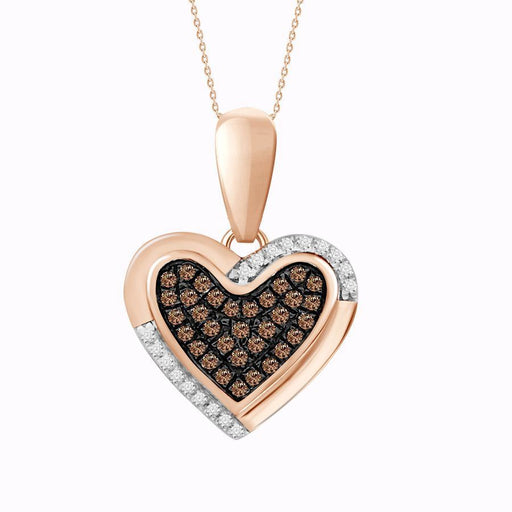 LADIES PENDANT 1/6 CT WHITE/CHOCOLATE ROUND DIAMOND 10K ROSE GOLD