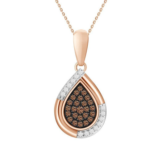 LADIES PENDANT 1/6 CT WHITE/CHOCOLATE ROUND DIAMOND 10K ROSE GOLD