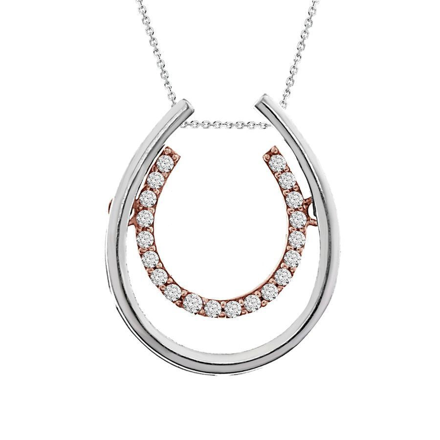 LADIES PENDANT 1/10 CT ROUND DIAMOND 10K TT WHITE & ROSE GOLD