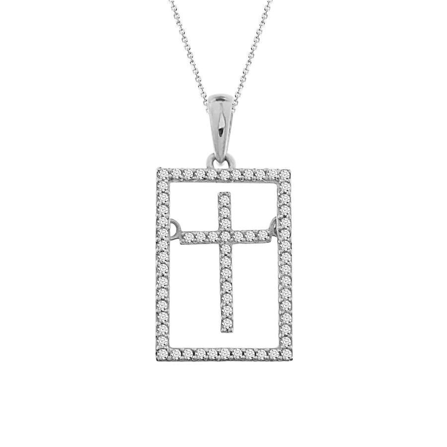 LADIES PENDANT 1/5 CT ROUND DIAMOND 10K WHITE GOLD