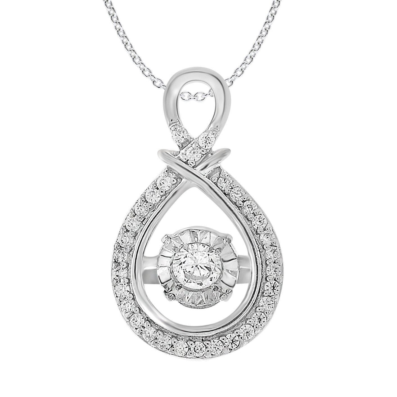 LADIES PENDANT 1/4 CT ROUND DIAMOND 10K WHITE GOLD