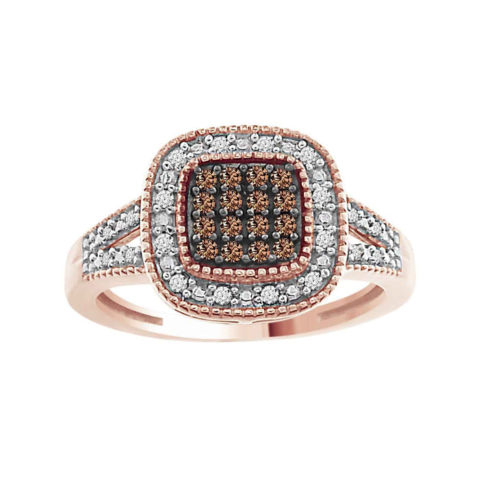 LADIES RING 1/5 CT ROUND DIAMOND 10K ROSE GOLD