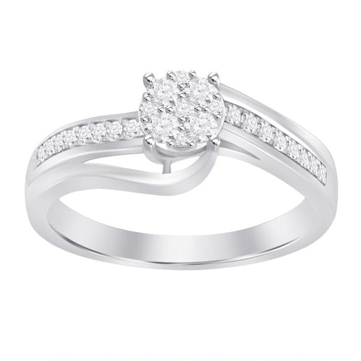 LADIES RING 1/4 CT ROUND DIAMOND 10K WHITE GOLD