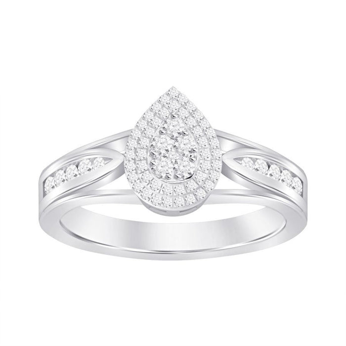 LADIES RING 1/3 CT ROUND DIAMOND 10K WHITE GOLD