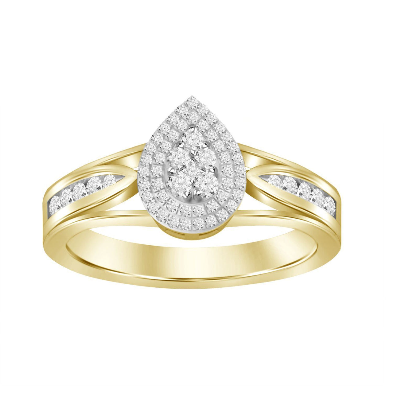 LADIES RING 1/3 CT ROUND DIAMOND 10K YELLOW GOLD