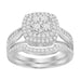 LADIES BRIDAL RING SET 3/4 CT ROUND DIAMOND 14K WHITE GOLD