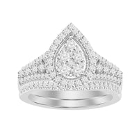 Thumbnail for LADIES BRIDAL RING SET 1 CT ROUND DIAMOND 14K WHITE GOLD