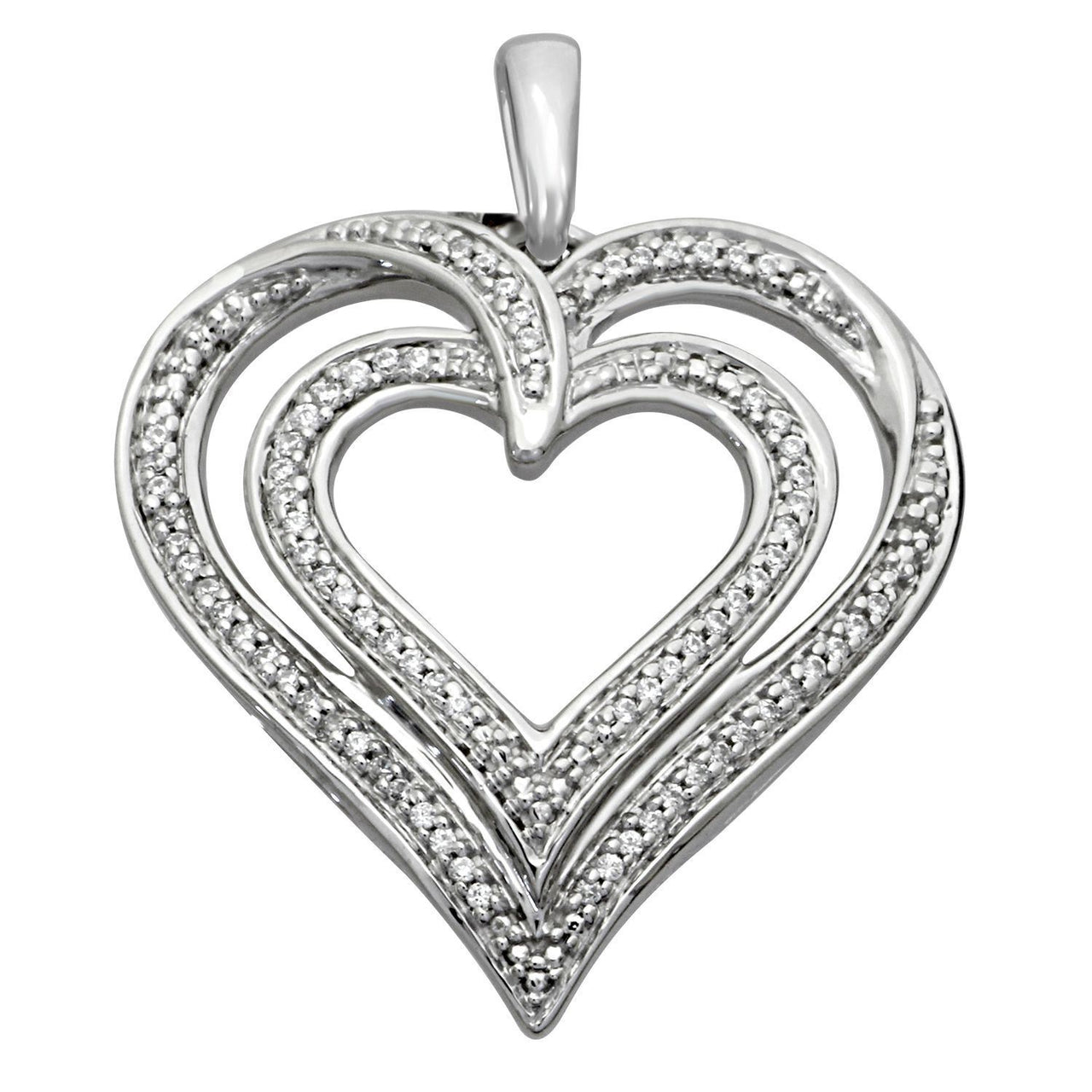 LADIES PENDANT 1/10 CT ROUND DIAMOND SILVER WHITE