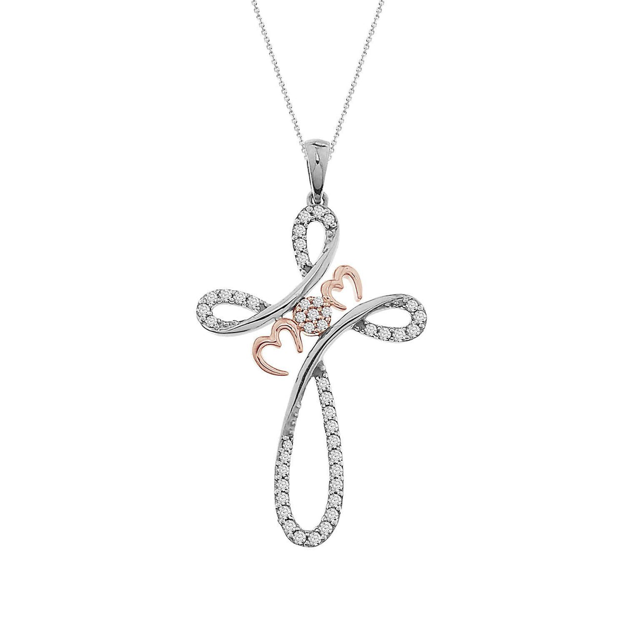 LADIES PENDANT 1/3 CT ROUND DIAMOND 10K TT WHITE & ROSE GOLD
