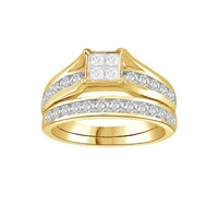 Thumbnail for LADIES BRIDAL RING SET 1 CT ROUND/PRINCESS DIAMOND 14K YELLOW GOLD